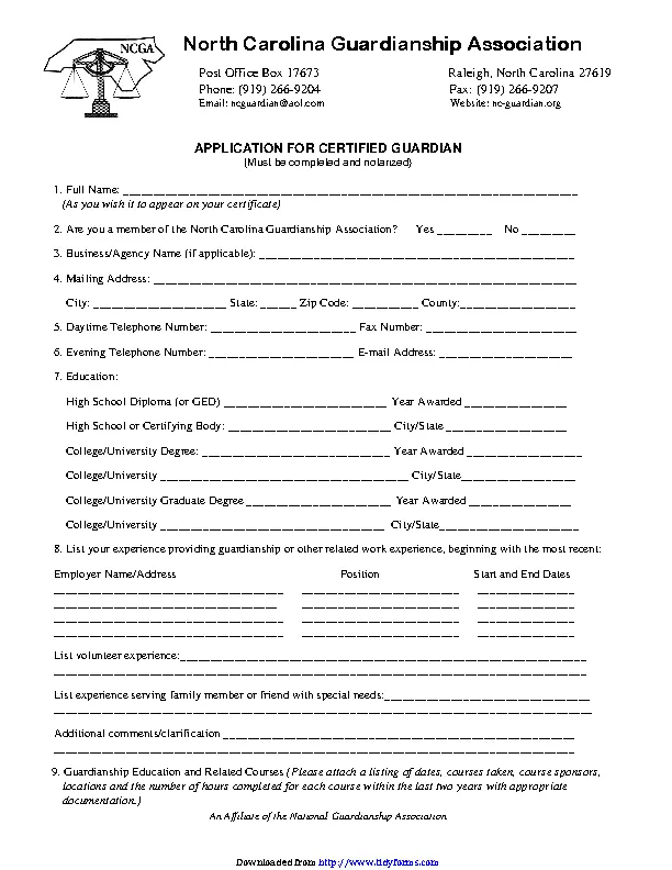 North Carolina Guardianship Form - PDFSimpli