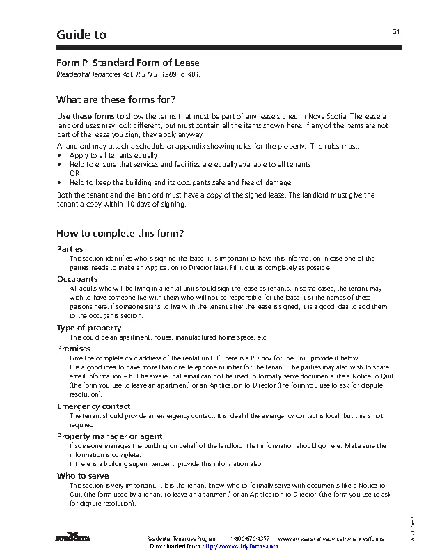 Nova Scotia Standard Form Of Lease PDFSimpli