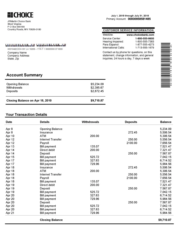 Novelty Bank Statement Generator PDF PDFSimpli