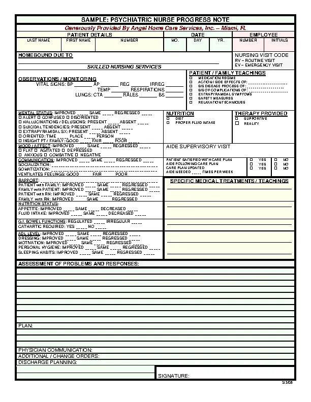 Nursing Progress Note Template - PDFSimpli