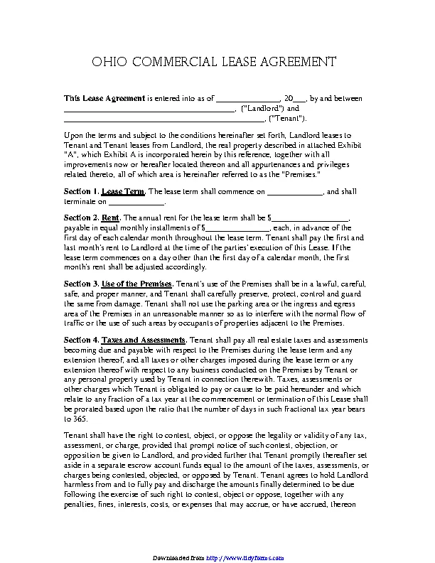 Ohio Commercial Lease Agreement Template - PDFSimpli