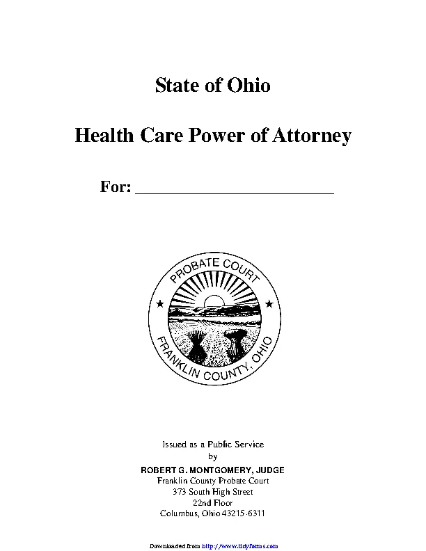 Ohio Health Care Power Of Attorney Form 2 - PDFSimpli