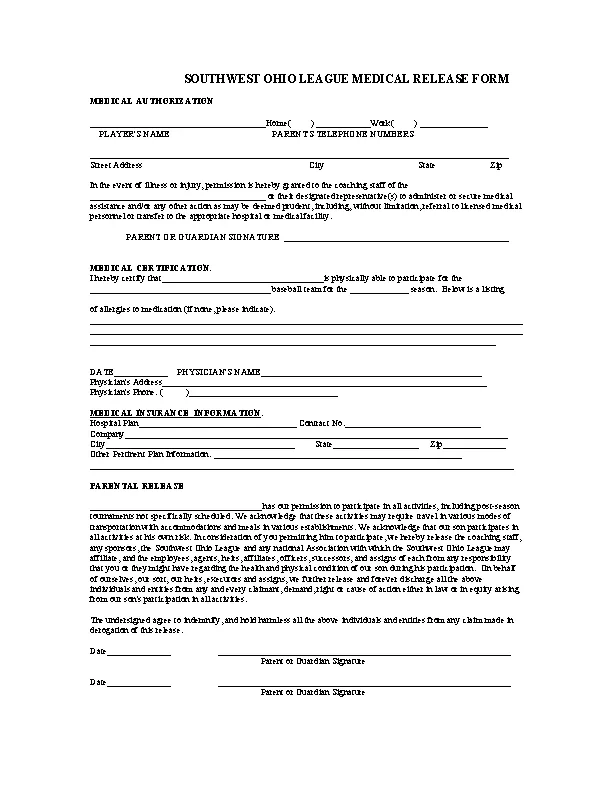 Ohio Medical Release Form 2 PDFSimpli