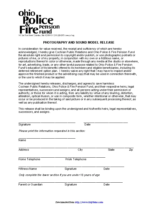 Ohio Model Release Form 2