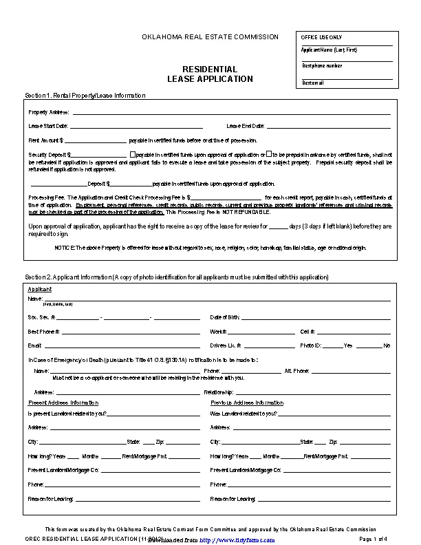 Oklahoma Rental Application Pdfsimpli 7348