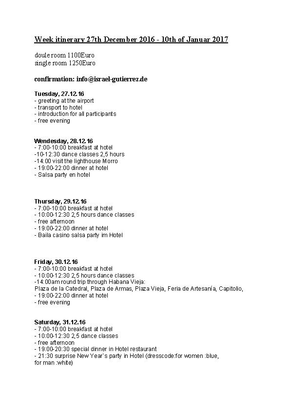 Party Weekend Itinerary Template 1