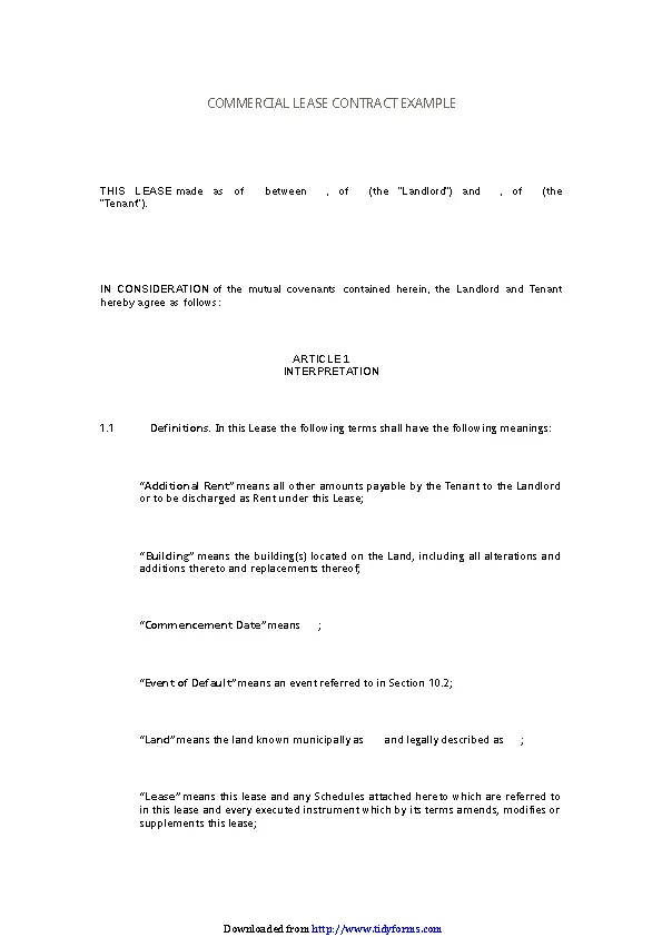 Pennsylvania Commercial Lease Contract Example PDFSimpli