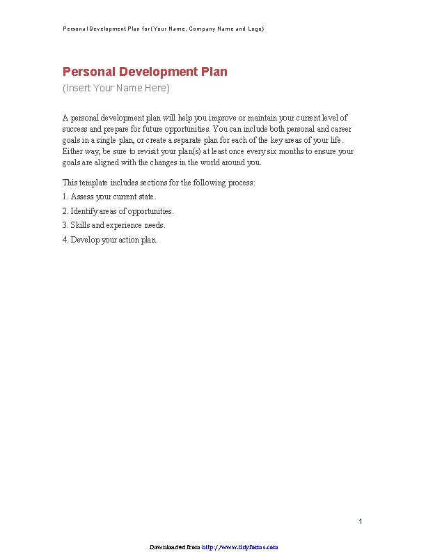 Personal Development Plan Sample 1 Pdfsimpli