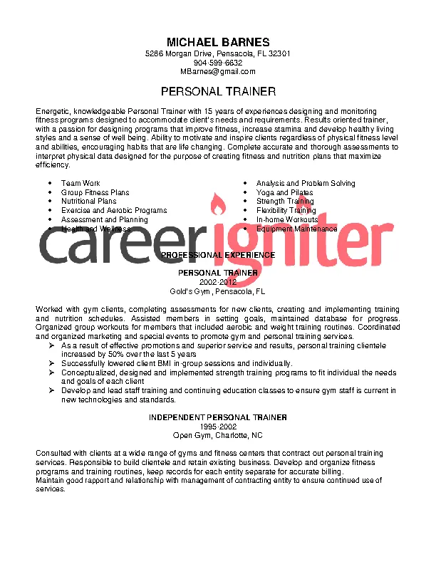 Personal Trainer Resume Sample - Personal Trainer Resume Sample.webp