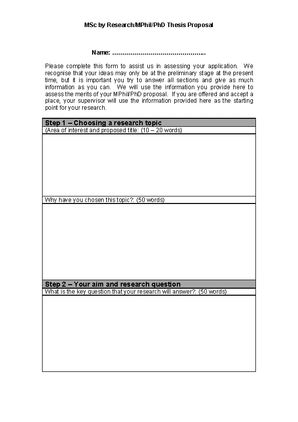 phd thesis proposal form