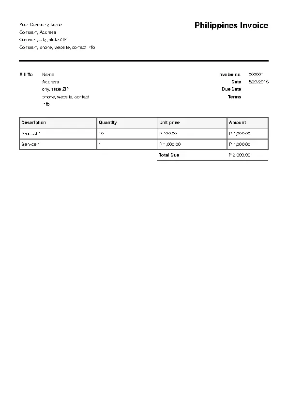 Philippines Invoice Template PDFSimpli