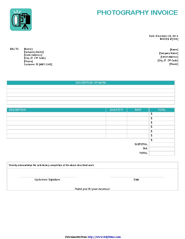 Photography Invoice 1 - PDFSimpli