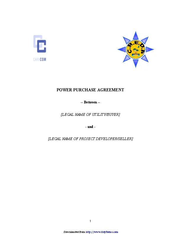 Power Purchase Agreement Template