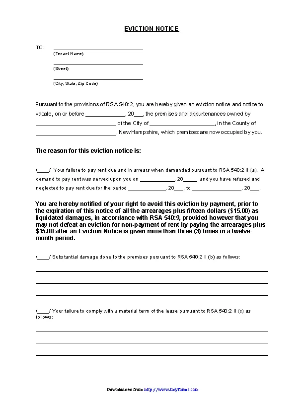 Printable Eviction Notice Form