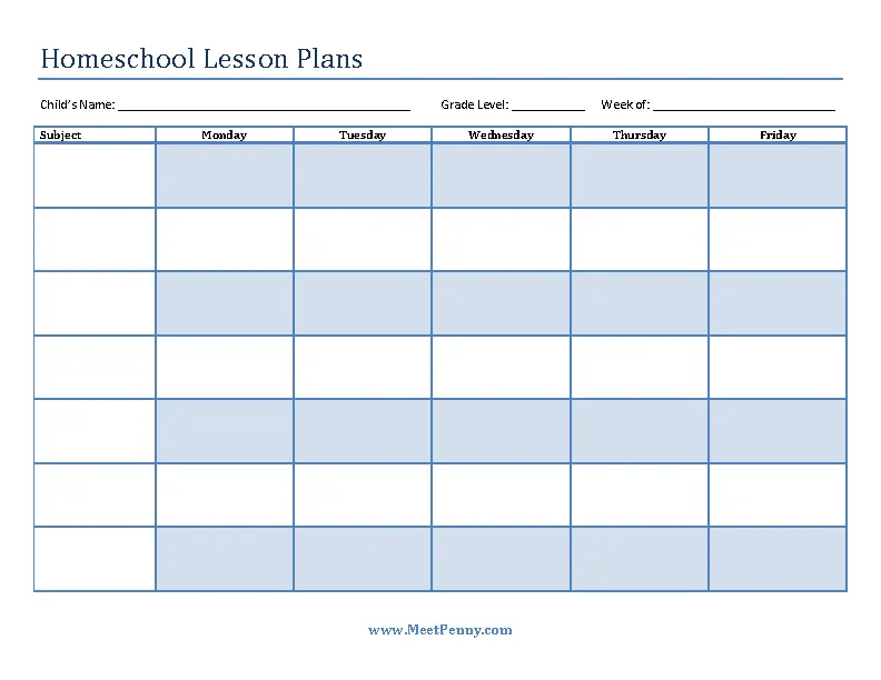 Printable Homeschool Lesson Plan Template - PDFSimpli