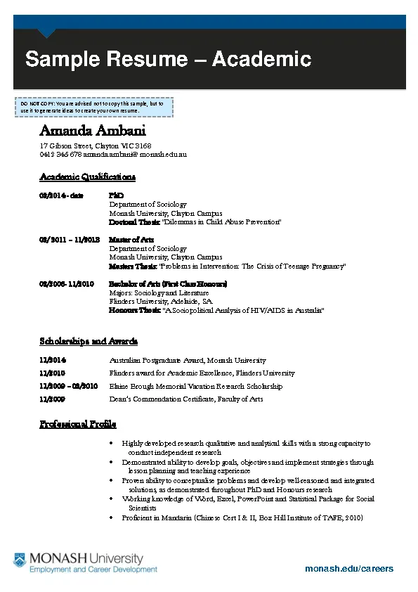 Professional Academic Resume - PDFSimpli