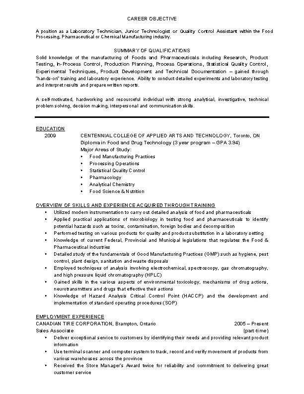 Professional Lab Technician Resume Resume Templates - PDFSimpli