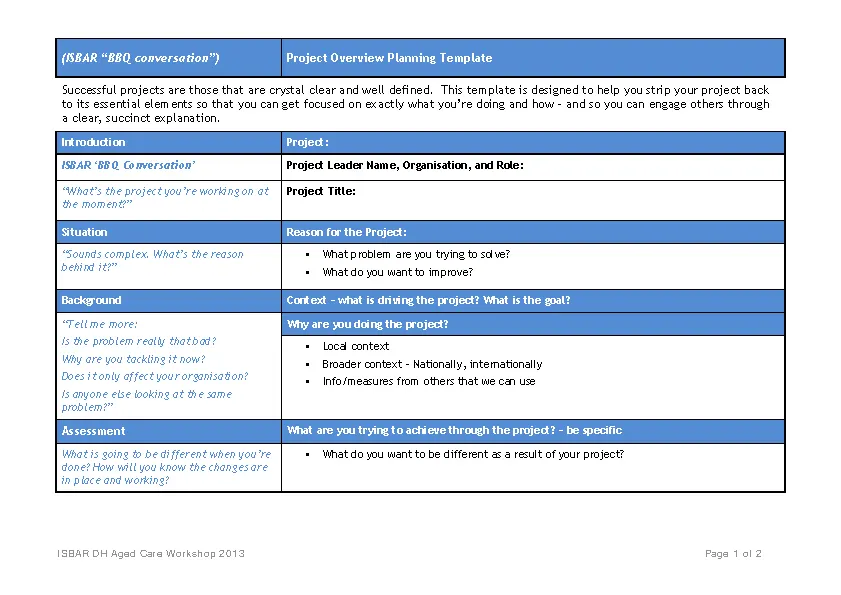 Project Overview Planning Template
