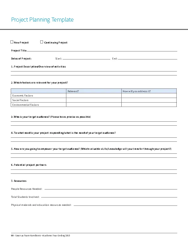 Project Planning Sheet Template - PDFSimpli
