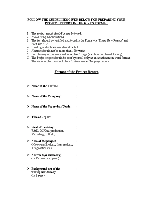 Project Report Template Word - PDFSimpli