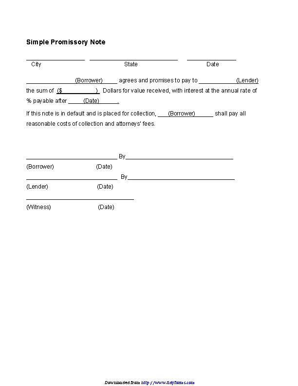 Promissory Notes Templates