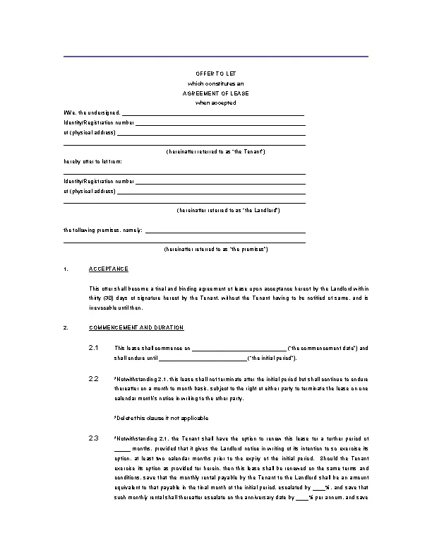 Property Lease Agreement Template Free Word - PDFSimpli