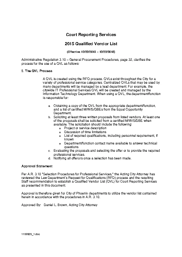 Qualified Vendor List Template PDFSimpli