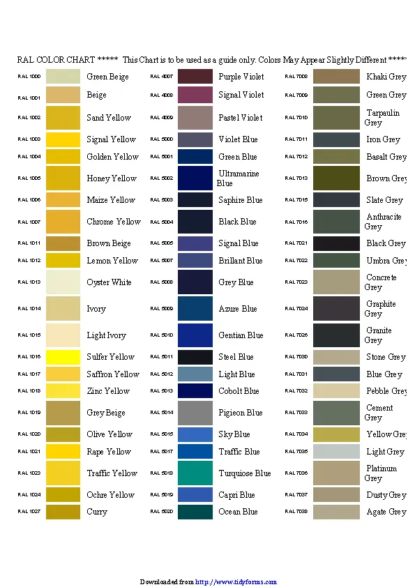 Ral Colour Chart 2