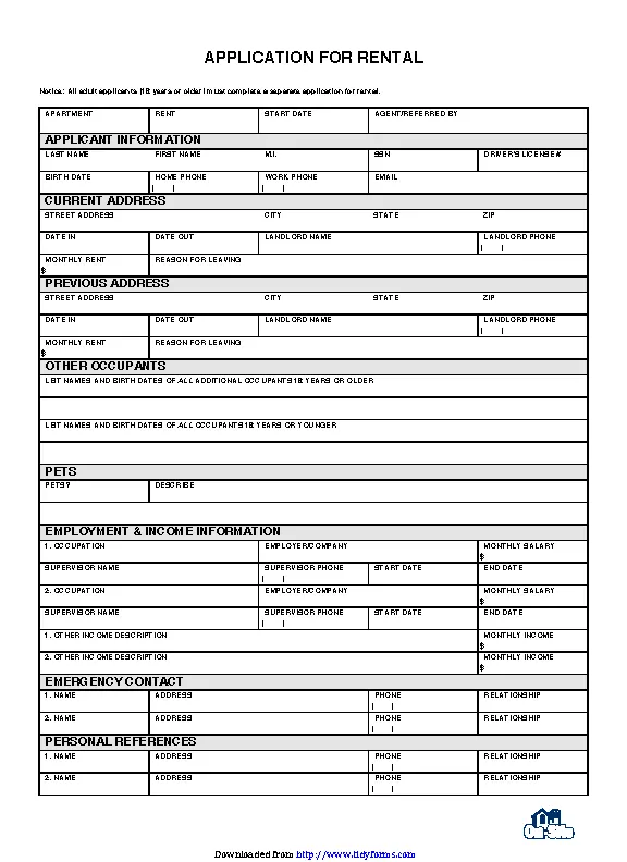 Rental Application Template 2 - PDFSimpli