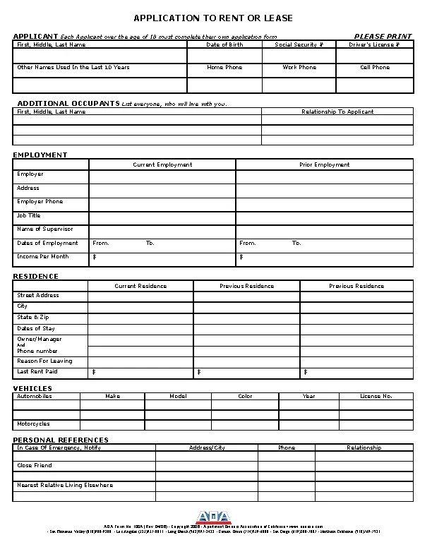 Rental Lease Application Template PDFSimpli Rental Lease Application Template PDFSimpli