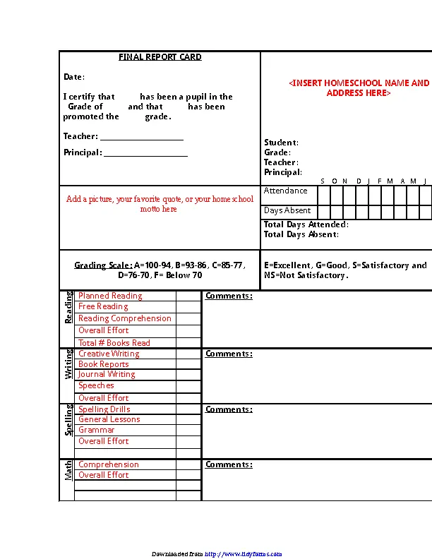 Report Card Template 1 - PDFSimpli