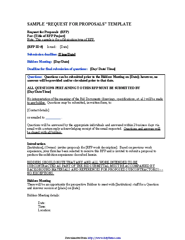 Request For Proposal Template 1 - PDFSimpli