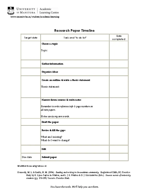 Research Paper Timeline Template