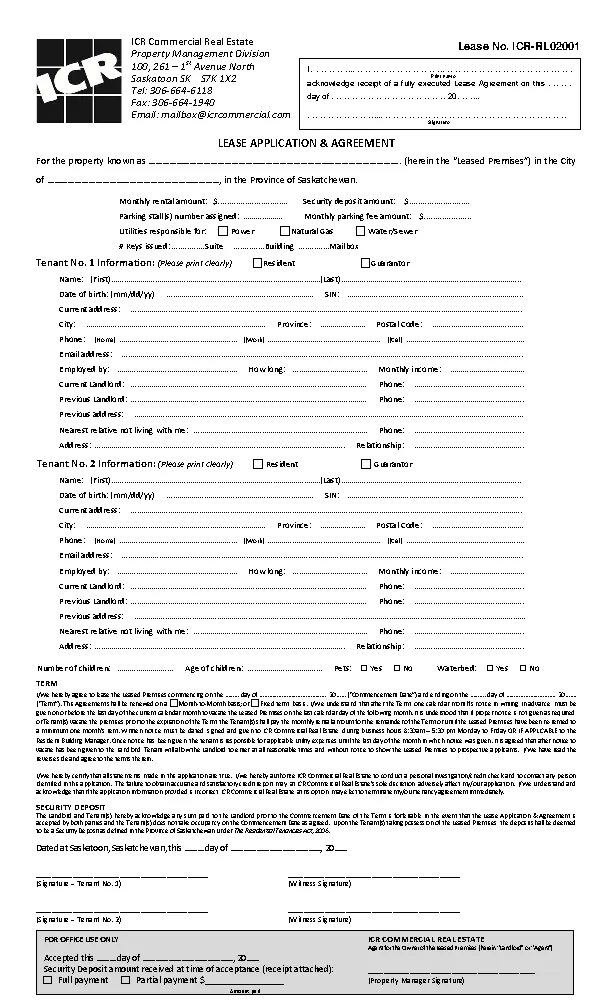 Residential Lease Agreement Saskatchewan PDFSimpli