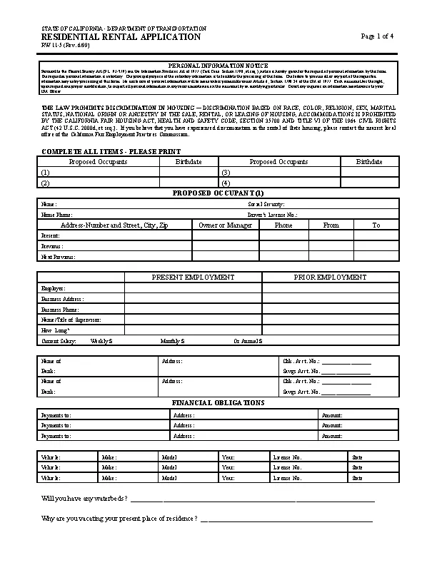 Residential Rental Application Template - PDFSimpli