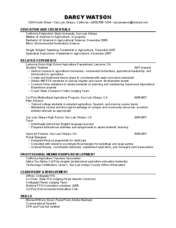 Resume Template For Agricultural - Resume Template For Agricultural Science.webp