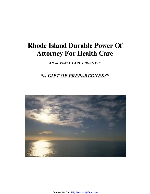 Rhode Island Power Of Attorney For Health Care