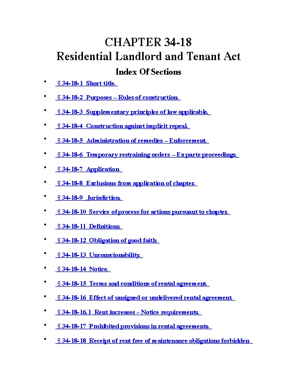 Rhode Island Residential Landlord And Tenant Act Chapter 34 18
