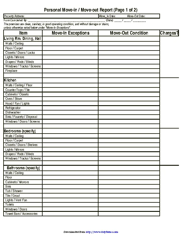 Ri Move In Move Out Checklist - PDFSimpli