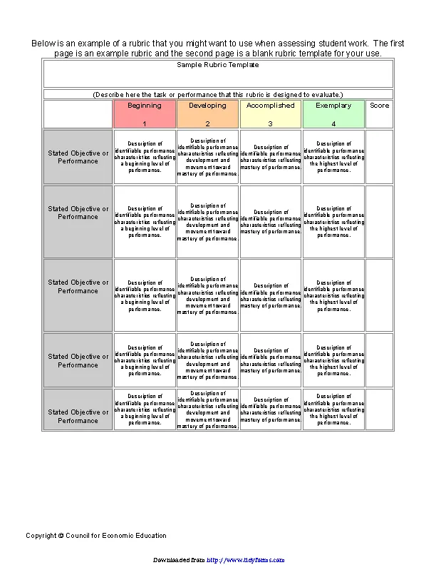 Rubric Template 2 PDFSimpli