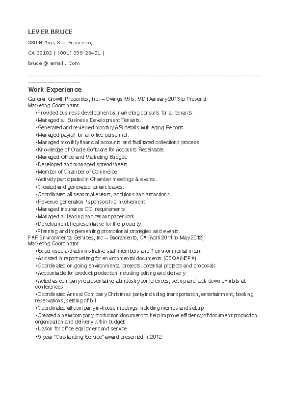 Sales And Marketing Coordinator Resume Pdfsimpli 2146