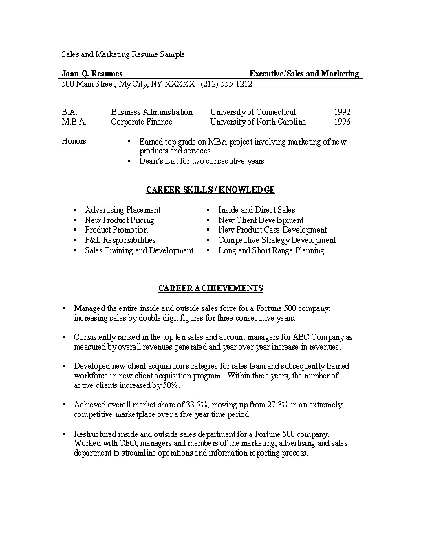 Sales Marketing Resume Sample Pdfsimpli 1982