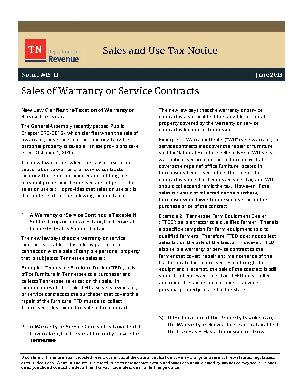 Sales Of Warranty Or Service Contracts