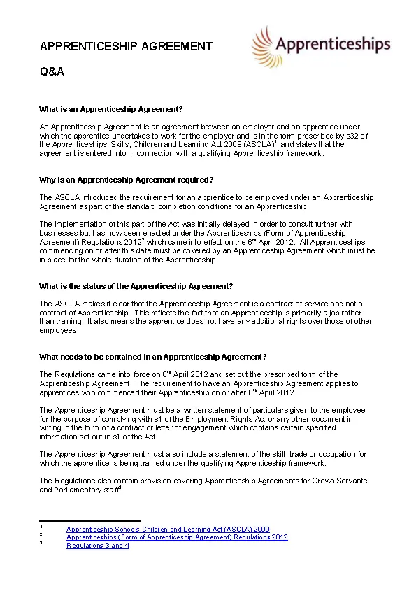 Sample Apprentice Agreement Template