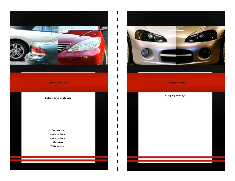 Sample Auto Bi Fold Brochure Template
