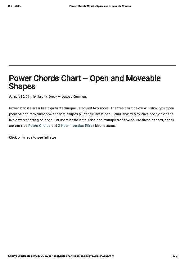 Sample Basic Electric Guitar Chord Chart