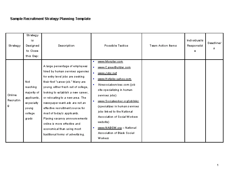 Sample Recruitment Strategy Planning Template Pdfsimpli 8804