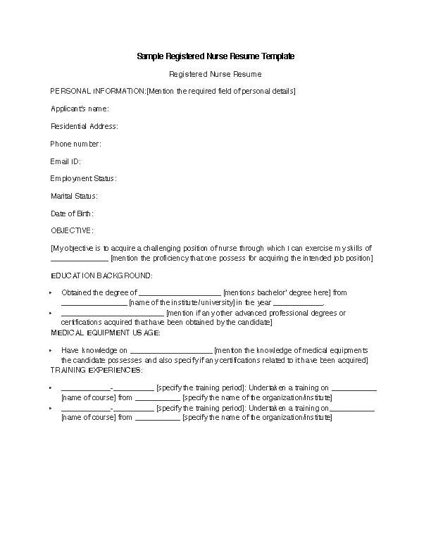 Sample Registered Nurse Resume Template1