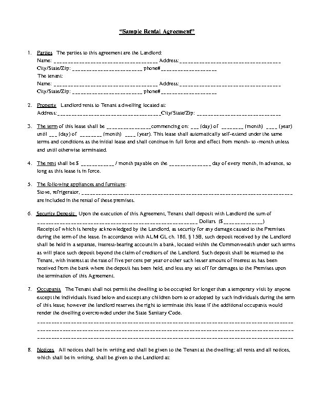 Sample Rental Contract - PDFSimpli