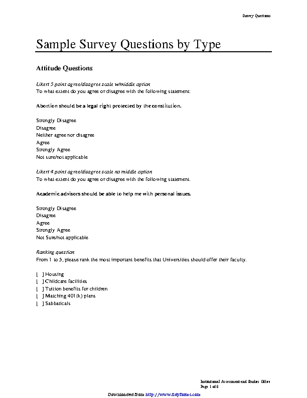 Sample Survey Questions Likert Scale - PDFSimpli